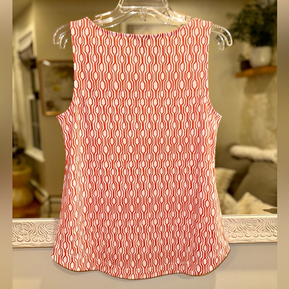 Ann Taylor Orange & White Design Sleeveless Top - Medium - Picture 3 of 8